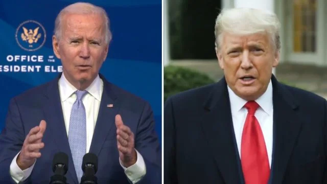 Voceros de Biden critican publicación de Trump que muestra al mandatario atado de pies y manos