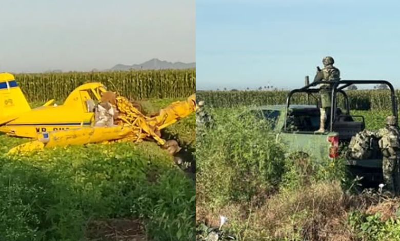 Cae avioneta fumigadora en Ahome, Sinaloa