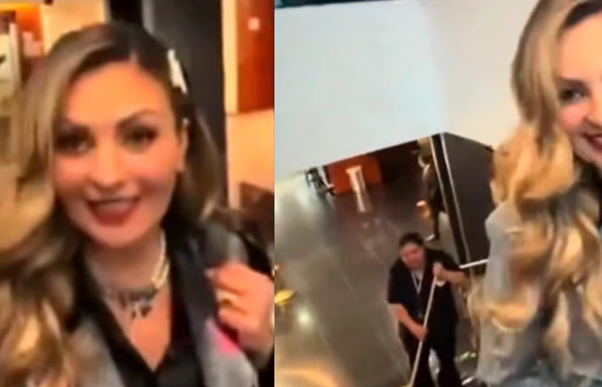 Critican a Mariana Ochoa por pasar y pisar escaleras que trapeaba una mujer